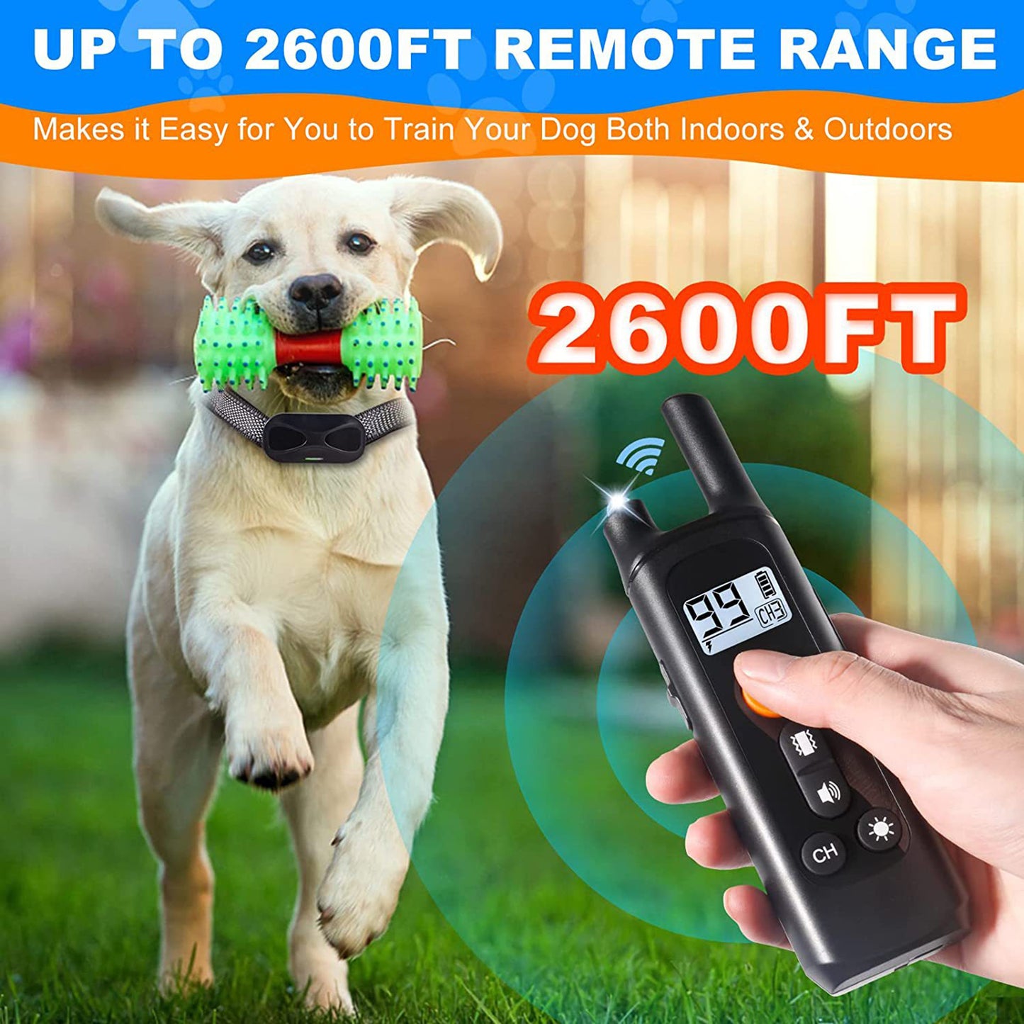 Electric Dog Training Collar Rechargeable IP67 Waterproof Electric Shock Collar for Dogs