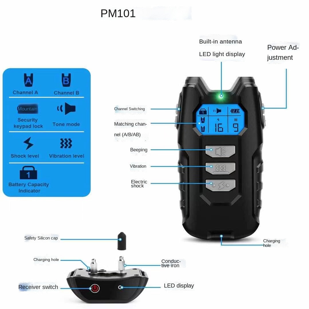 PM101 Remote Control Pet Dog Anti-Barking Collar Electronic Vibration Bark Shock Collar