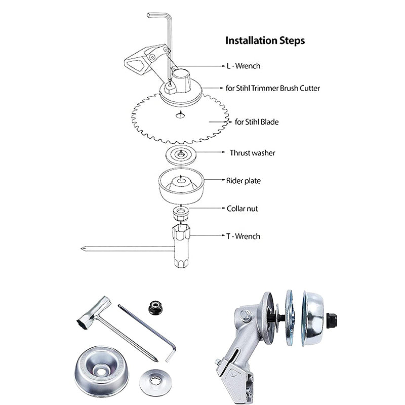 For Stihl FS120 / FS130 Trimmer Brush Cutter Metal Wrench Collar Nut Rider Plate Thrust Washer Accessory Kit