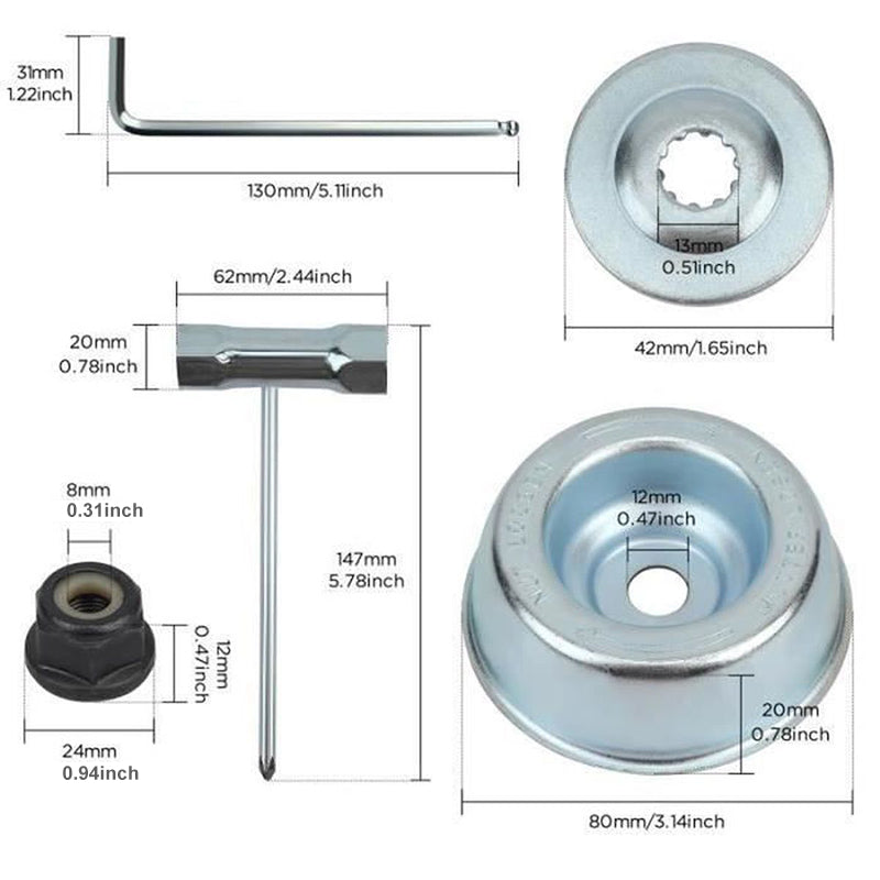 For Stihl FS120 / FS130 Trimmer Brush Cutter Metal Wrench Collar Nut Rider Plate Thrust Washer Accessory Kit