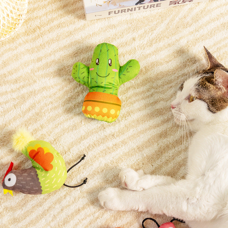 Cute Cartoon Plush Cat Toy Boredom Relief Pet Cat Chewing Toy with Catnip