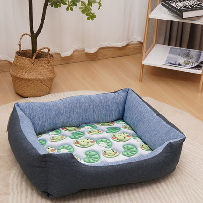 S Size Cartoon PVC Coated Cloth+Gel Pet Nest Cushion Dog Cat Summer Cooling Mat Ice Pad