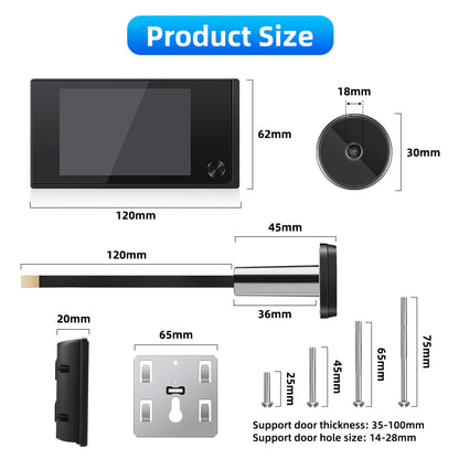 520AD 3.5 inch Screen HD 1MP Camera Electronic Peephole Wide Angle Home Security Door Peephole Viewer