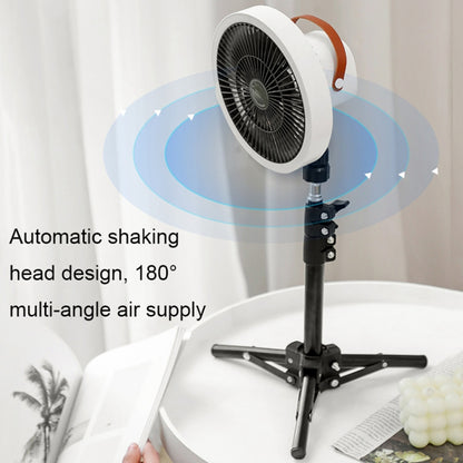 ZK-01 3 Gears Automatic Shaking Head Outdoor Camping Fan with Tripod and LED Light