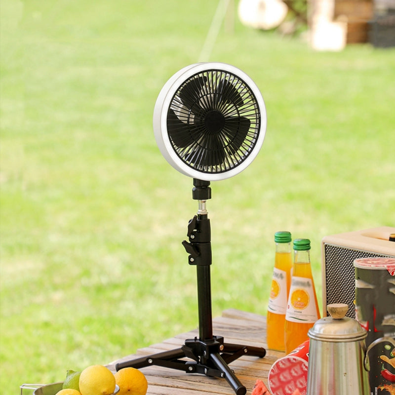 ZK-01 3 Gears Automatic Shaking Head Outdoor Camping Fan with Tripod and LED Light