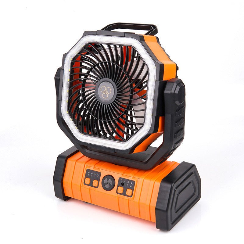 Outdoor Camping Fan with Lights Remote Control Dual Hooks Portable 9000mAh Power Bank Cooling Fan