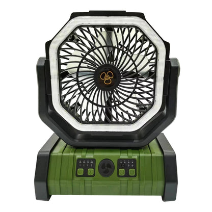 Outdoor Camping Fan with Lights Remote Control Dual Hooks Portable 9000mAh Power Bank Cooling Fan