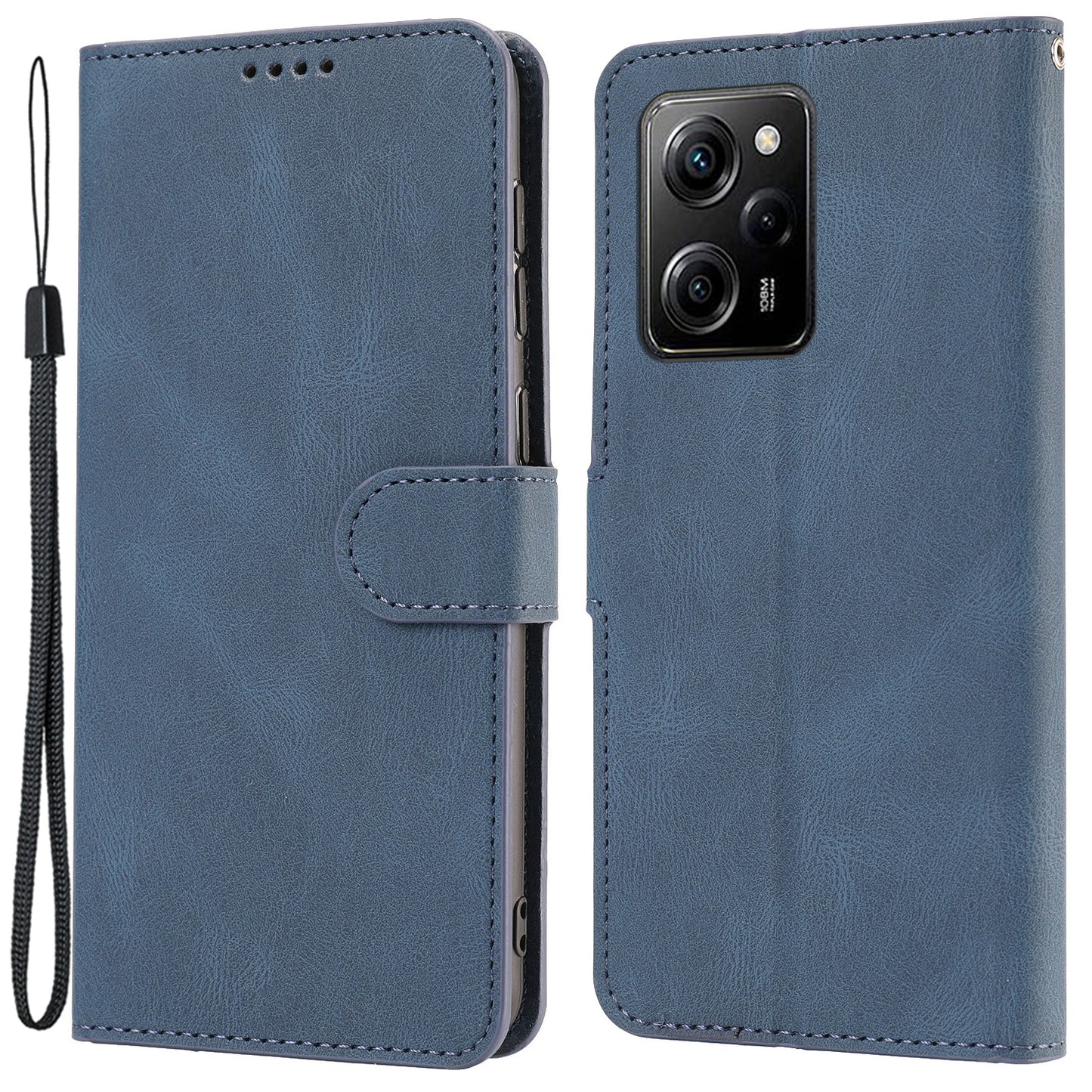 For Xiaomi Redmi Note 12 Pro 5G / Note 12 Pro Speed 5G / Poco X5 Pro 5G PU Leather Stand Wallet Cover with Strap