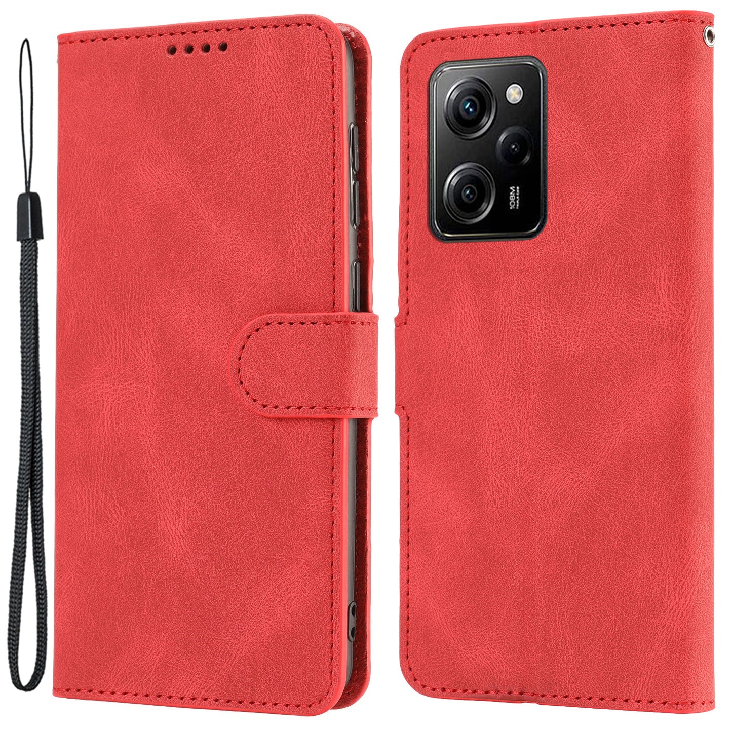 For Xiaomi Redmi Note 12 Pro 5G / Note 12 Pro Speed 5G / Poco X5 Pro 5G PU Leather Stand Wallet Cover with Strap