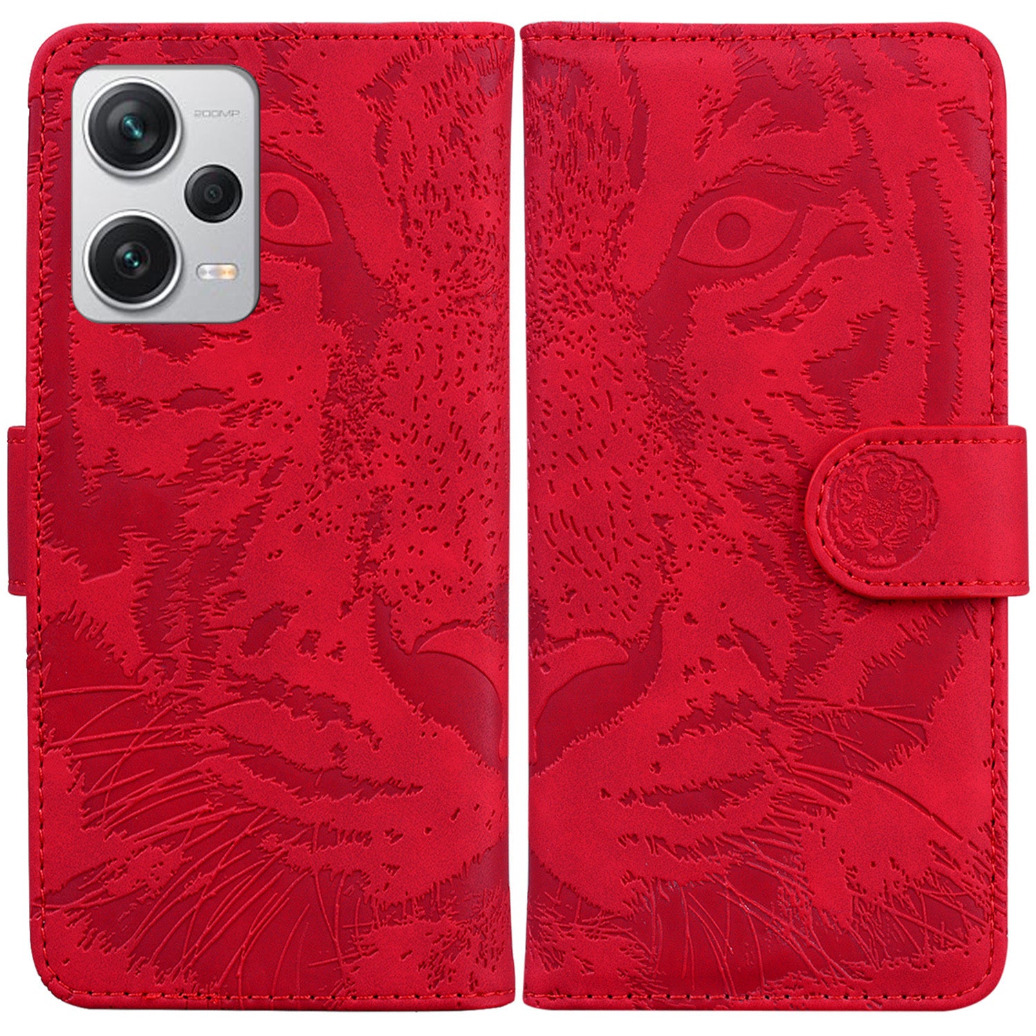 For Xiaomi Redmi Note 12 Pro+ 5G PU Leather Wallet Case Tiger Pattern Imprinted Stand Flip Phone Cover