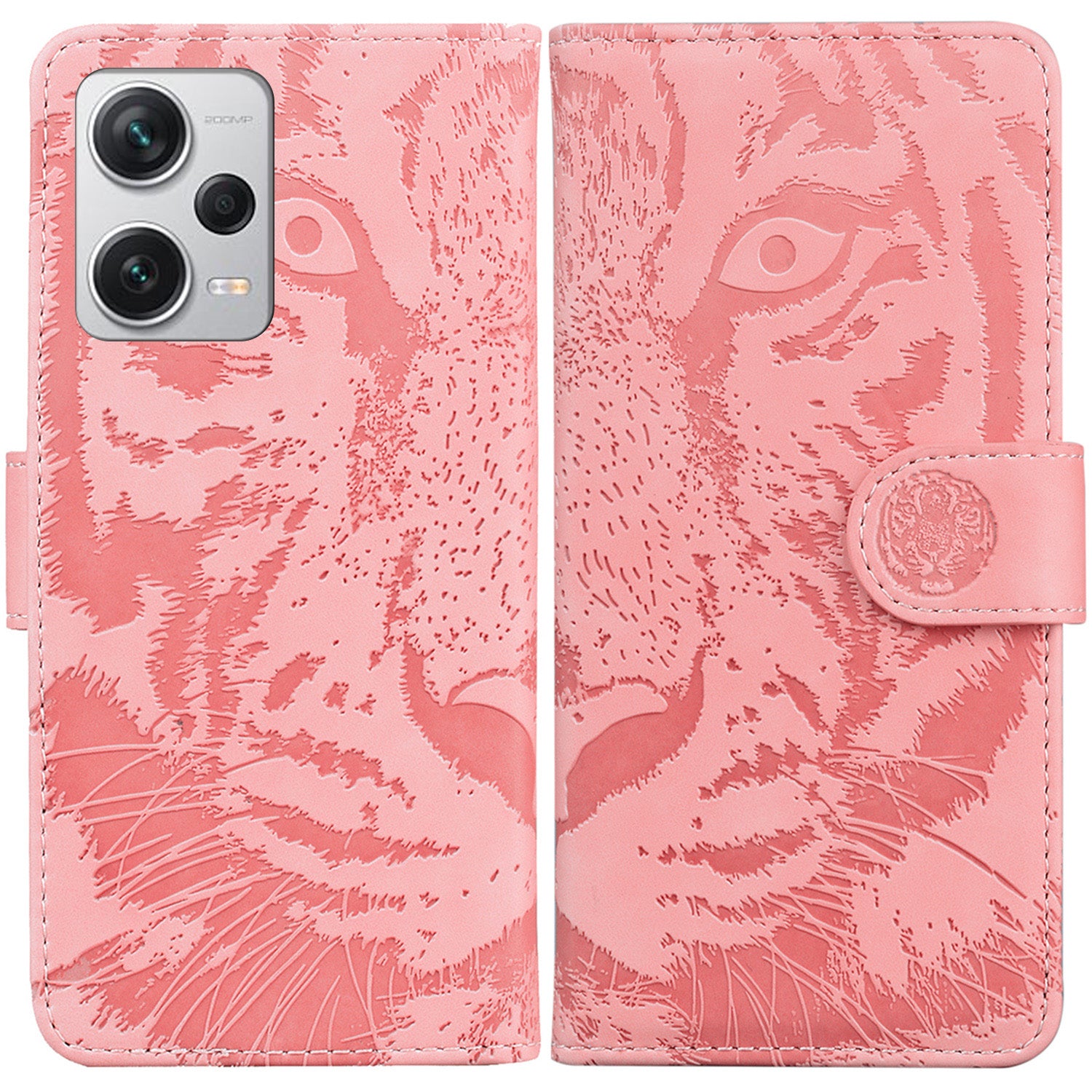 For Xiaomi Redmi Note 12 Pro+ 5G PU Leather Wallet Case Tiger Pattern Imprinted Stand Flip Phone Cover