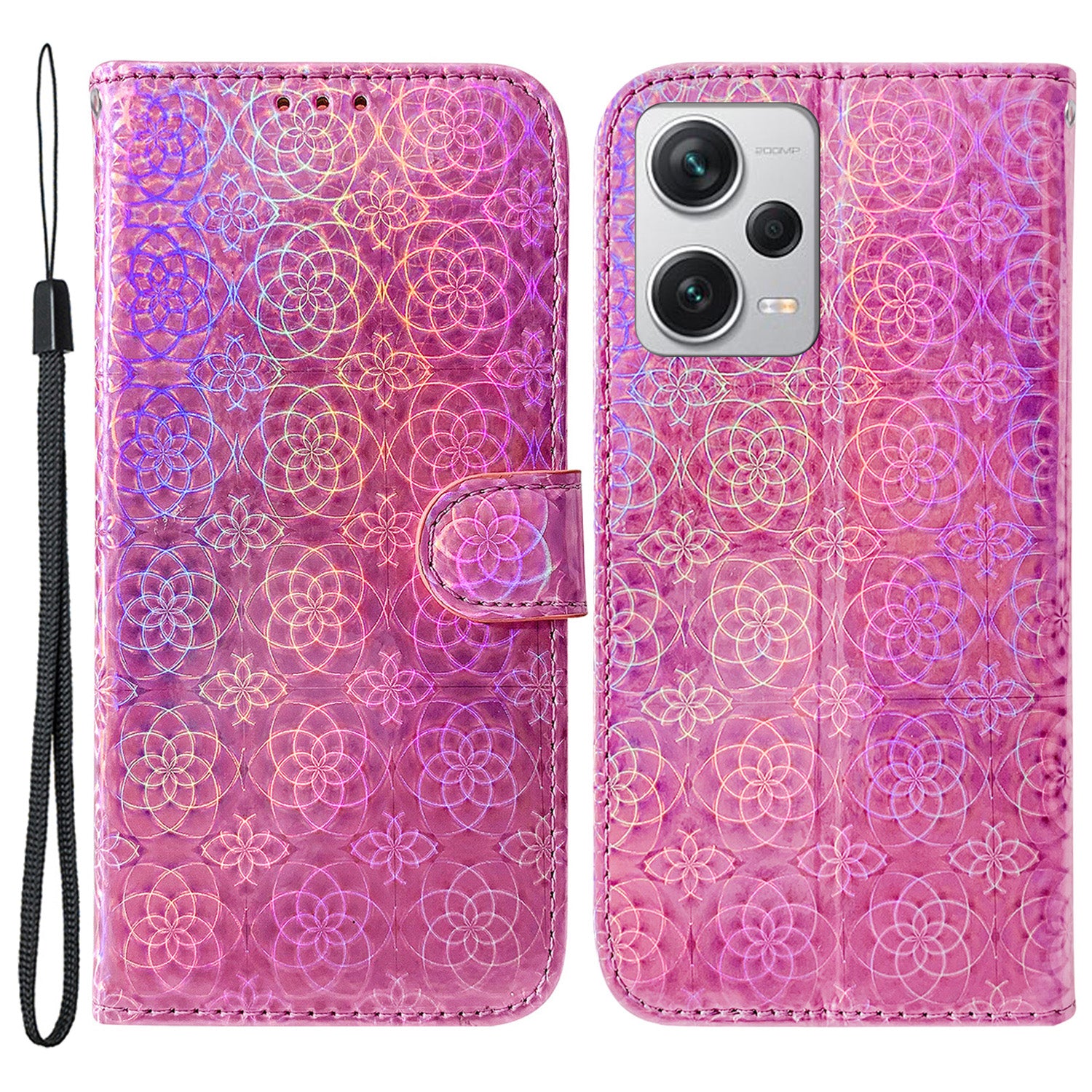 For Xiaomi Redmi Note 12 Pro+ 5G PU Leather Flip Case Dazzling Flower Pattern Wallet Stand Phone Cover