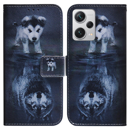 For Xiaomi Redmi Note 12 Pro+ 5G Shockproof Wallet Cover Pattern Printing PU Leather Stand Phone Case with Strap