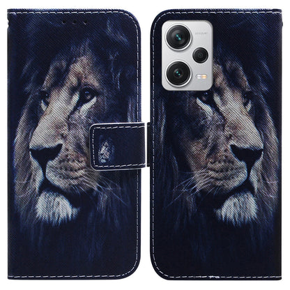 For Xiaomi Redmi Note 12 Pro+ 5G Shockproof Wallet Cover Pattern Printing PU Leather Stand Phone Case with Strap