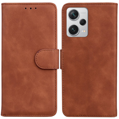 For Xiaomi Redmi Note 12 Pro+ 5G PU Leather Cover Solid Color Wallet Stand Protective Phone Case