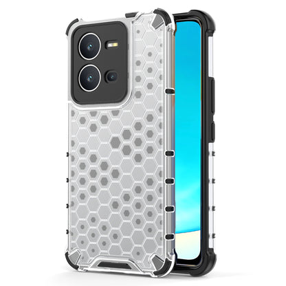 For vivo V25 5G Anti-Scratch Phone Cover Honeycomb Texture TPU+PC Shockproof Back Case