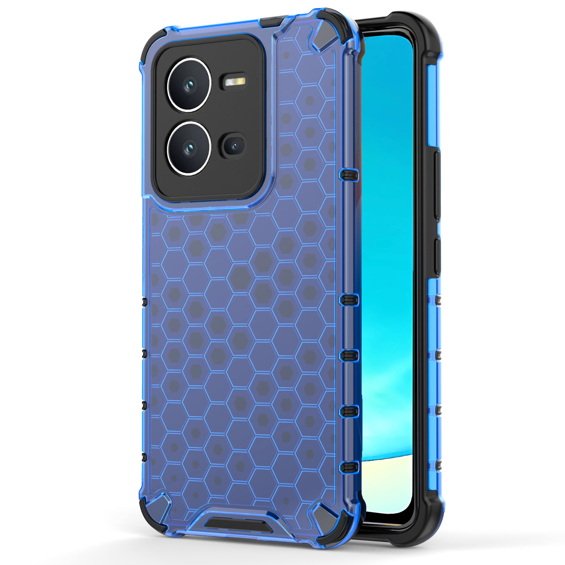 For vivo V25 5G Anti-Scratch Phone Cover Honeycomb Texture TPU+PC Shockproof Back Case