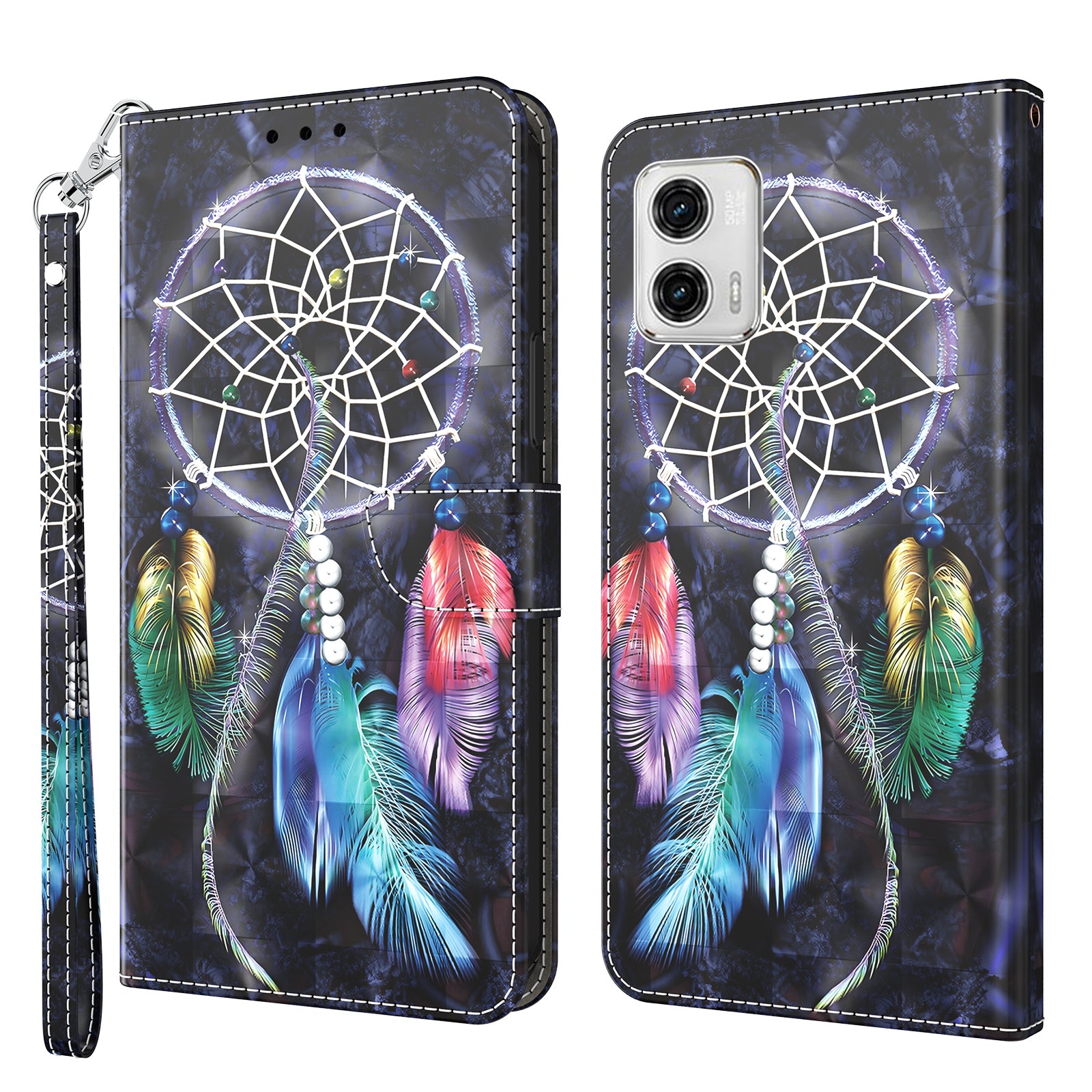 For Motorola Moto G73 5G PU Leather Flip Stand Phone Case 3D Pattern Printing Wallet Shell