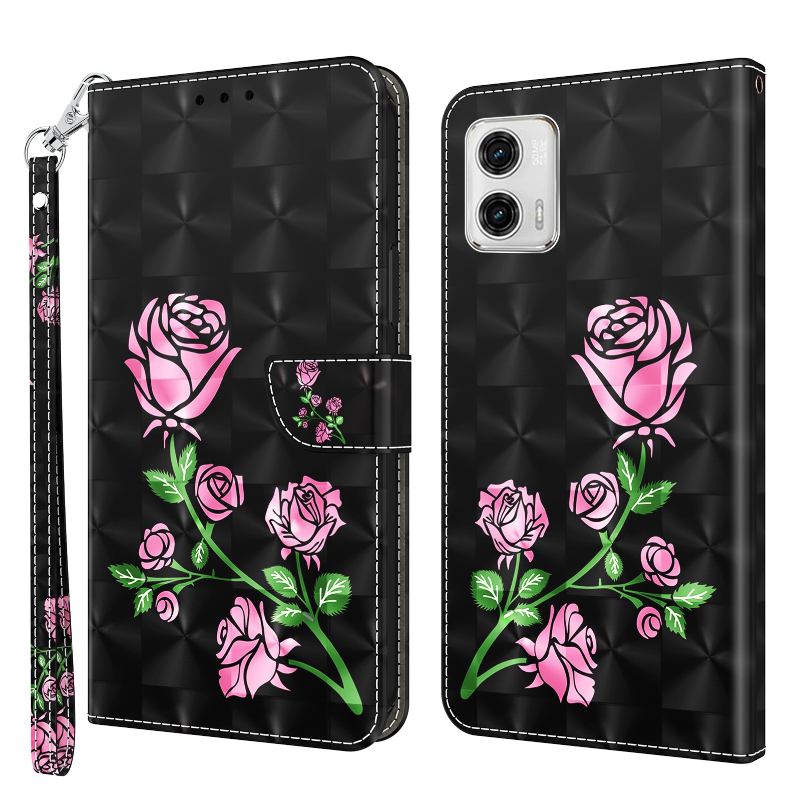 For Motorola Moto G73 5G PU Leather Flip Stand Phone Case 3D Pattern Printing Wallet Shell