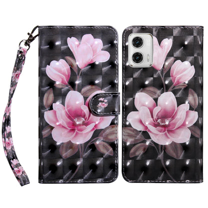 For Motorola Moto G73 5G PU Leather Flip Stand Phone Case 3D Pattern Printing Wallet Shell