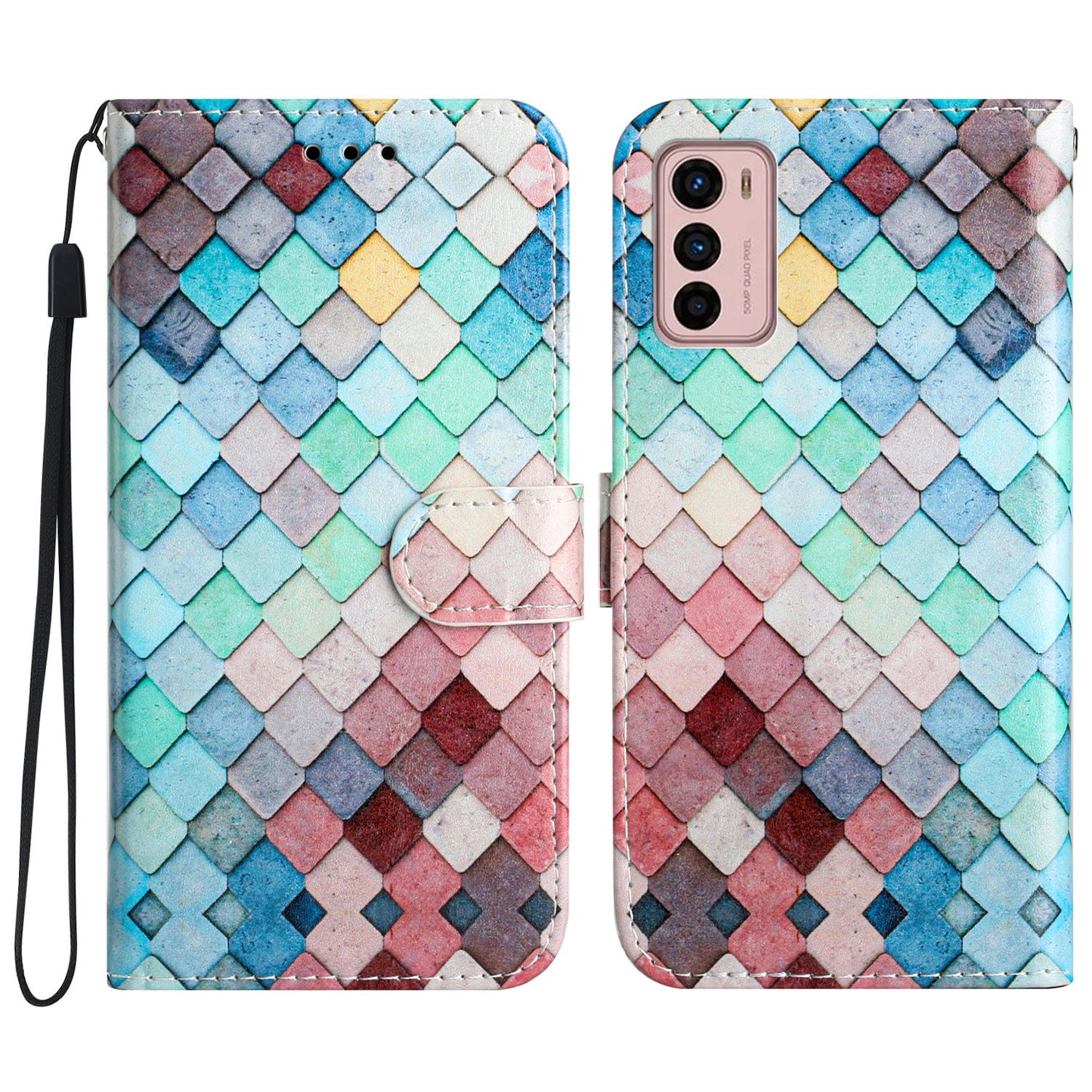 For Motorola Moto G42 4G Drop Protection Phone Stand Case Pattern Printing Leather Wallet Cover