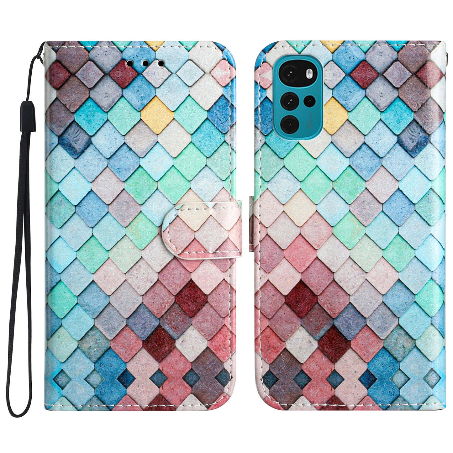 PU Leather Flip Cover for Motorola Moto G22 Shockproof Case Pattern Printing Wallet Phone Cover