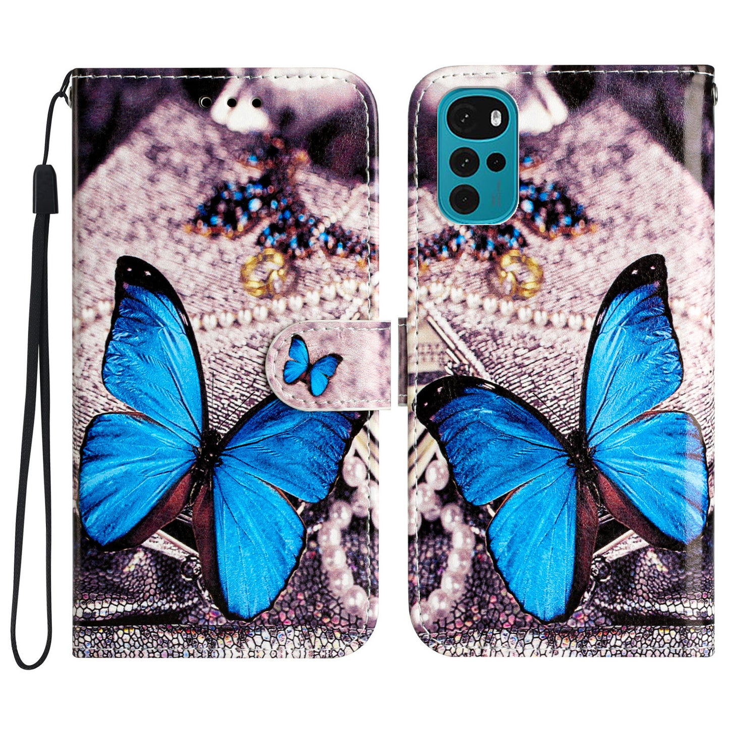 PU Leather Flip Cover for Motorola Moto G22 Shockproof Case Pattern Printing Wallet Phone Cover