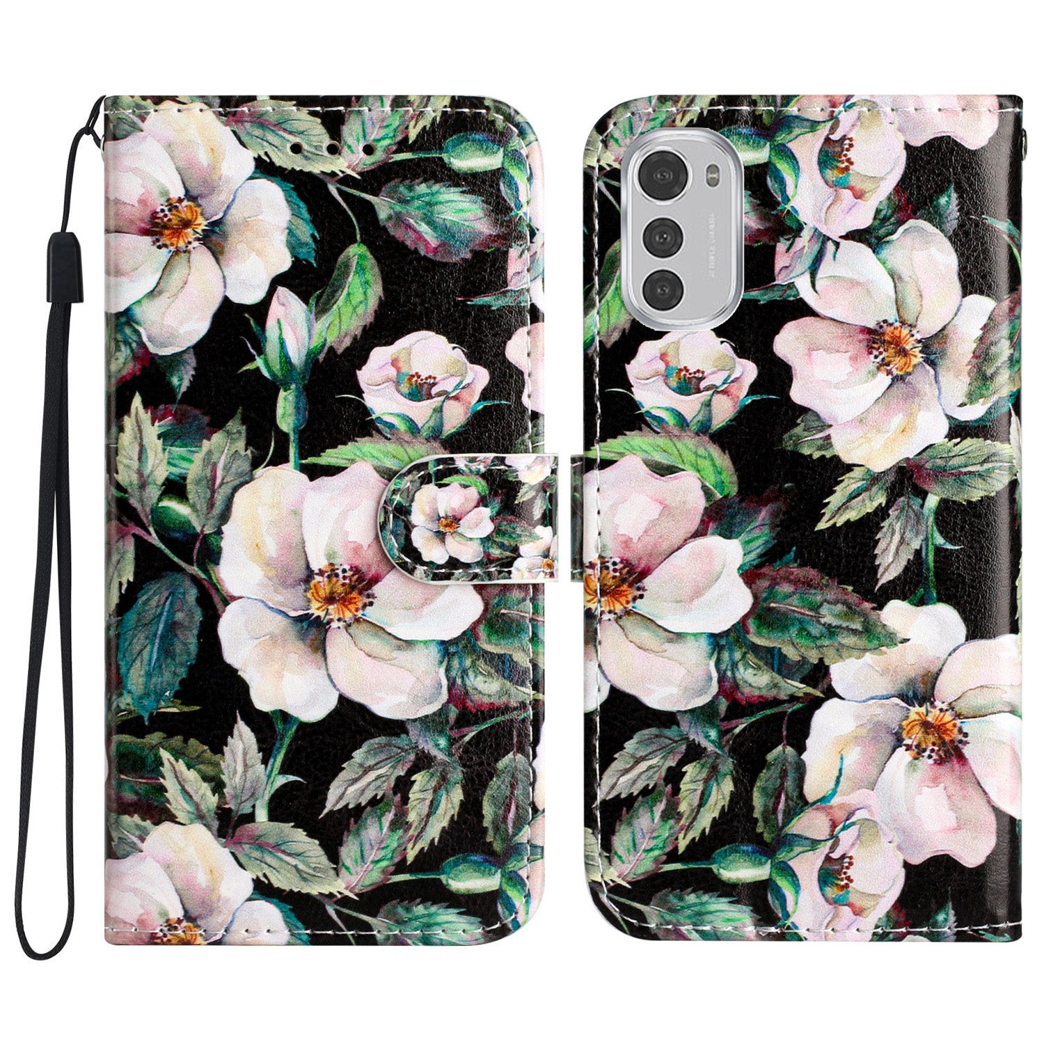 Wallet Phone Case for Motorola Moto E32 4G PU Leather Folio Flip Cover Pattern Printing Phone Case