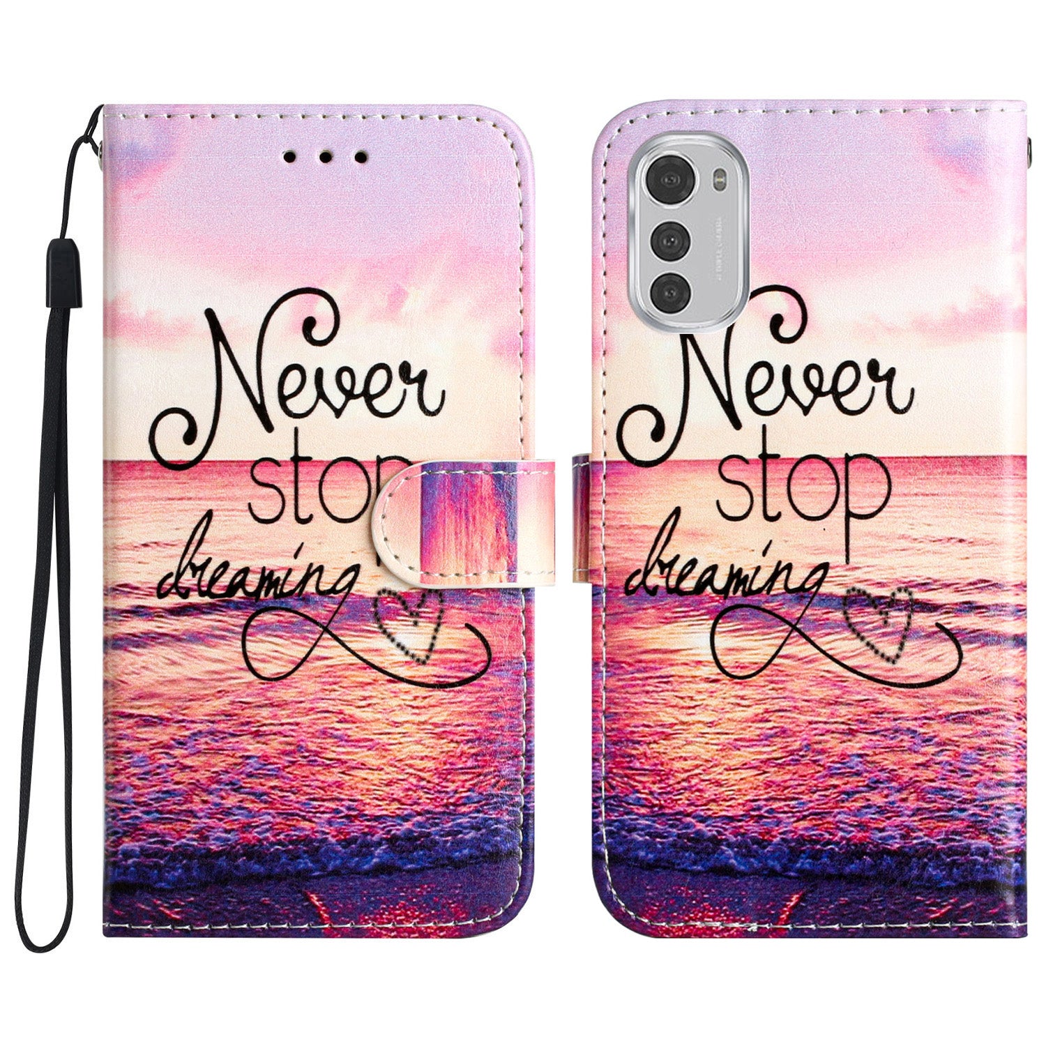 Wallet Phone Case for Motorola Moto E32 4G PU Leather Folio Flip Cover Pattern Printing Phone Case