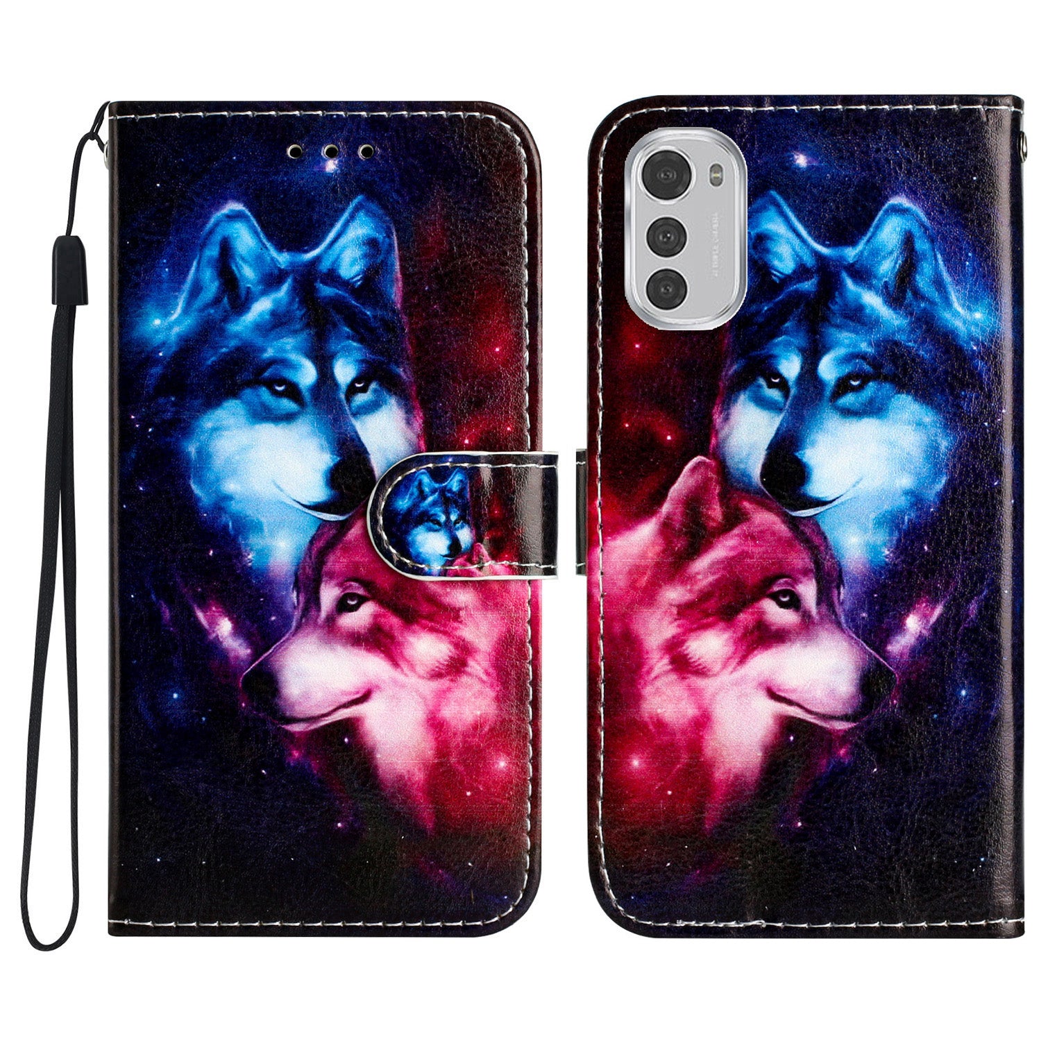 Wallet Phone Case for Motorola Moto E32 4G PU Leather Folio Flip Cover Pattern Printing Phone Case