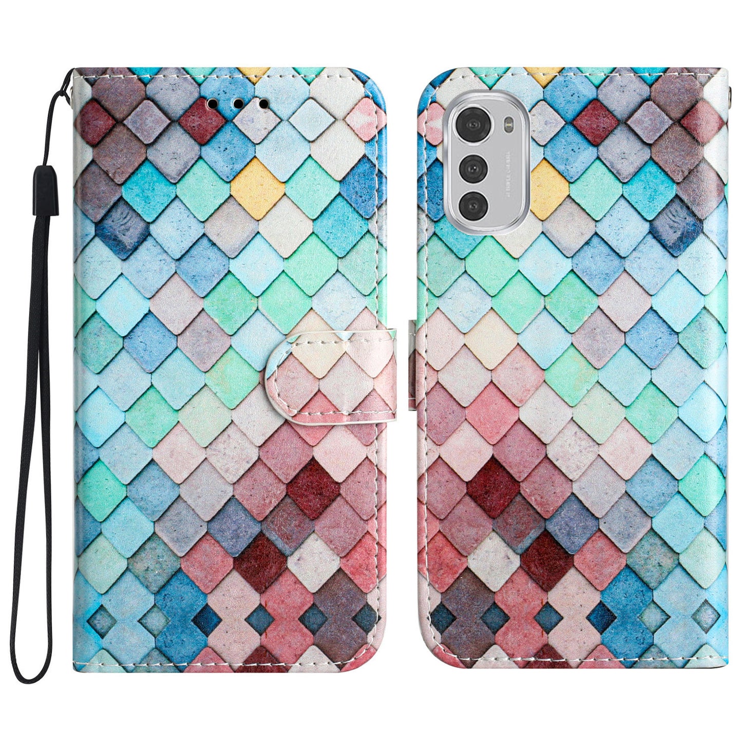 Wallet Phone Case for Motorola Moto E32 4G PU Leather Folio Flip Cover Pattern Printing Phone Case