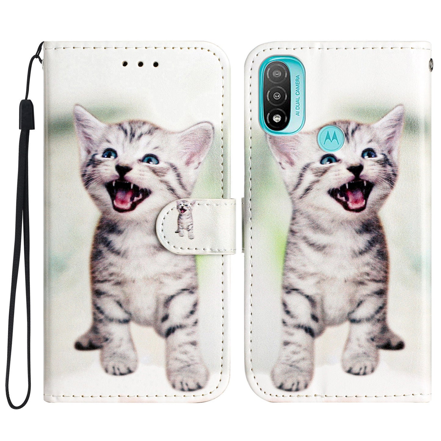 For Motorola Moto E20 / E30 / E40 Protective Cover Wallet Phone Case Pattern Printing PU Leather Flip Cover