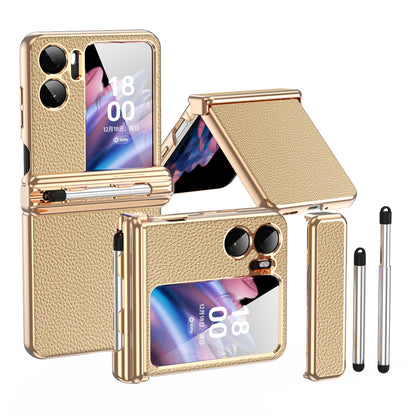 For Oppo Find N2 Flip 5G Hinge Protection Phone Case PU Leather+PC Folding Cover with Pen