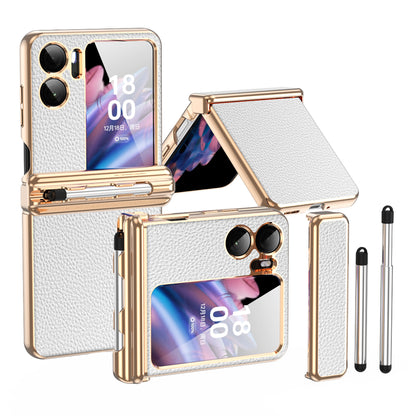 For Oppo Find N2 Flip 5G Hinge Protection Phone Case PU Leather+PC Folding Cover with Pen