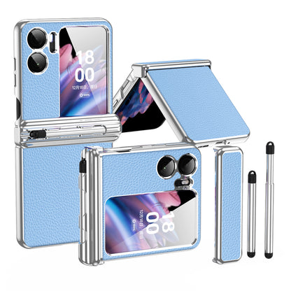 For Oppo Find N2 Flip 5G Hinge Protection Phone Case PU Leather+PC Folding Cover with Pen