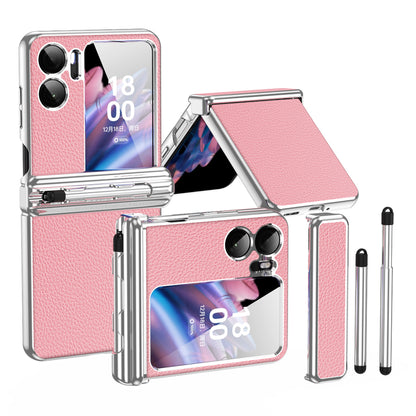 For Oppo Find N2 Flip 5G Hinge Protection Phone Case PU Leather+PC Folding Cover with Pen