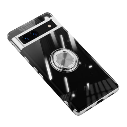 For Google Pixel 7a Ring Kickstand Electroplating TPU Phone Case Anti-drop Back Cover