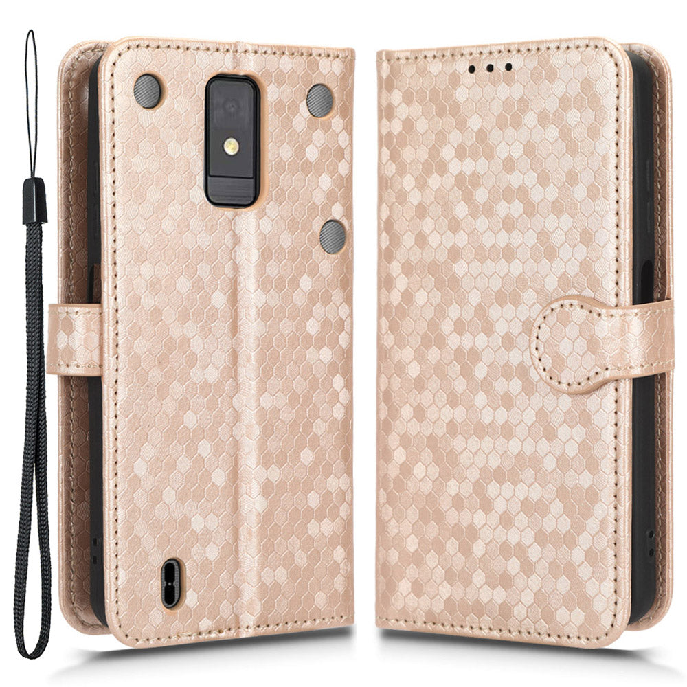 For ZTE Blade A32 Stand Wallet Phone Case Dot Pattern Imprinted Leather Phone Cover