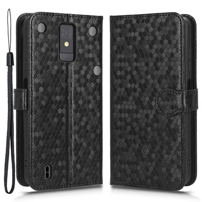 For ZTE Blade A32 Stand Wallet Phone Case Dot Pattern Imprinted Leather Phone Cover