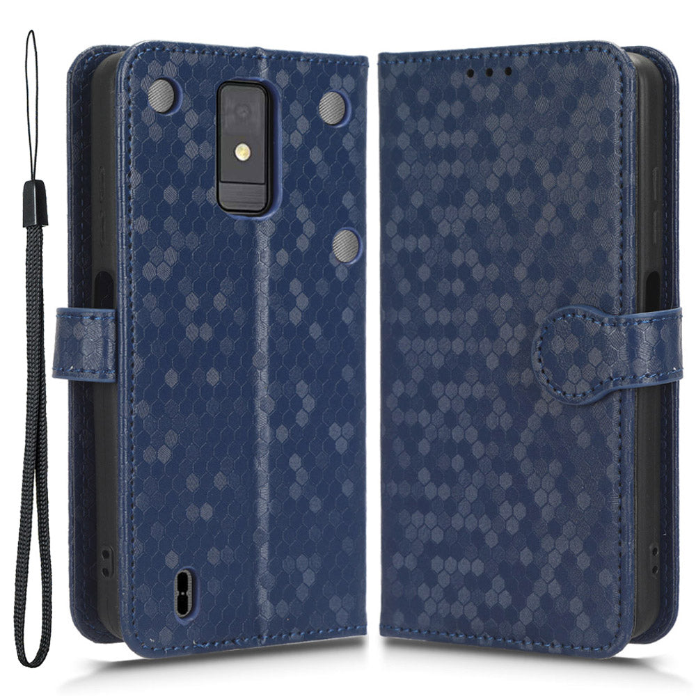 For ZTE Blade A32 Stand Wallet Phone Case Dot Pattern Imprinted Leather Phone Cover