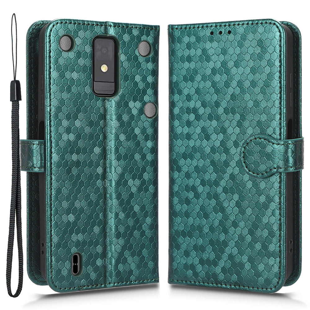 For ZTE Blade A32 Stand Wallet Phone Case Dot Pattern Imprinted Leather Phone Cover