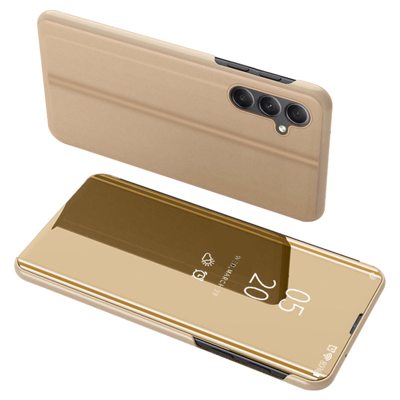 View Window Mirror PU Leather Case for Samsung Galaxy A34 5G , Stand Electroplating Phone Cover