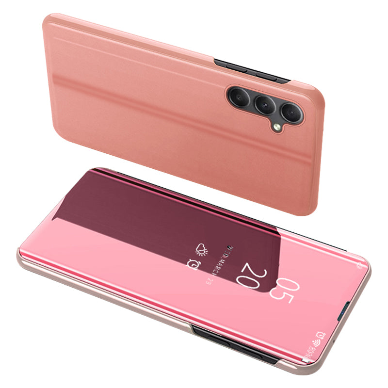 View Window Mirror PU Leather Case for Samsung Galaxy A34 5G , Stand Electroplating Phone Cover