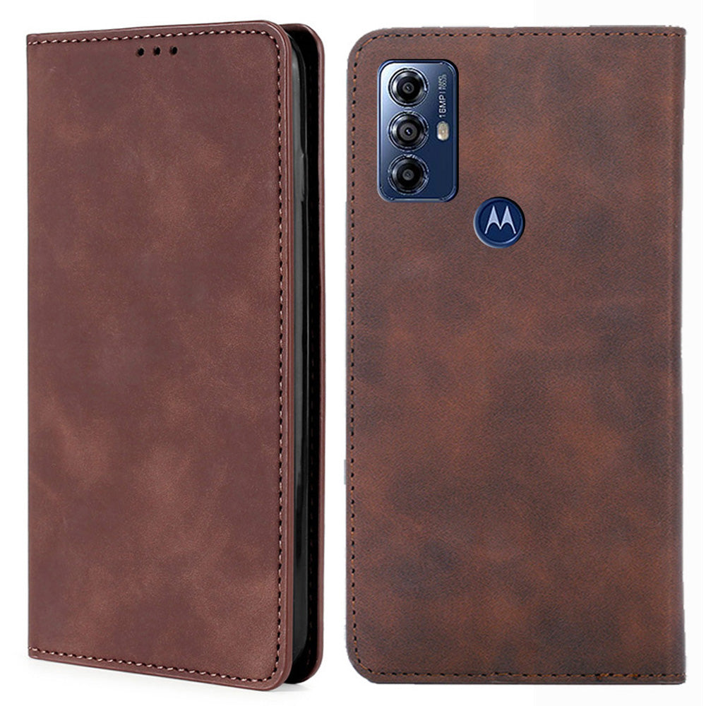 For Motorola Moto G Play (2023) 4G Flip Phone Case PU Leather Card Holder Skin-touch Stand Cover