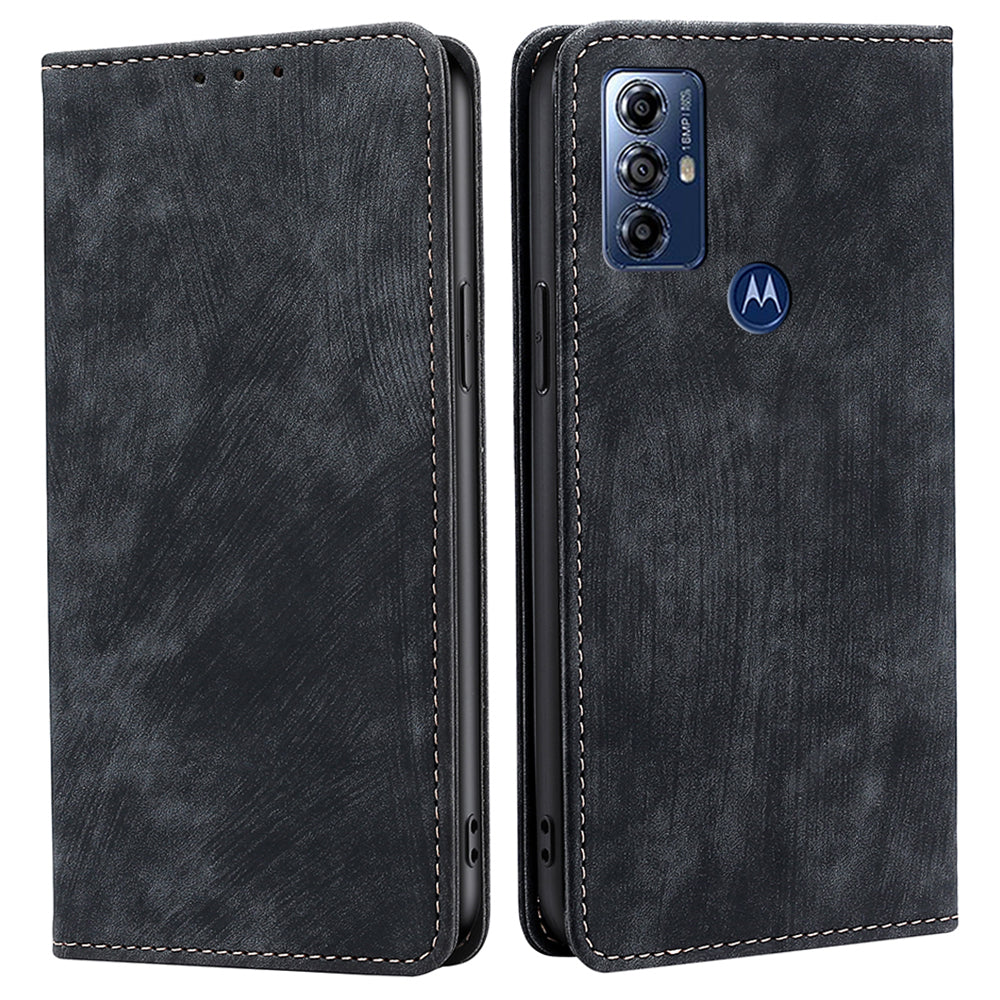 For Motorola Moto G Play (2023) 4G Leather RFID Blocking Phone Case Stand Feature Wallet Flip Cover