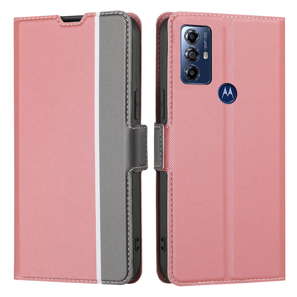 For Motorola Moto G Play (2023) 4G PU Leather Phone Case with Card Holders Twill Texture Stand Flip Cover