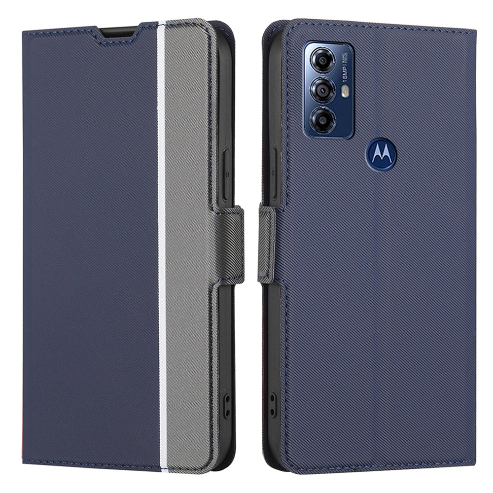 For Motorola Moto G Play (2023) 4G PU Leather Phone Case with Card Holders Twill Texture Stand Flip Cover