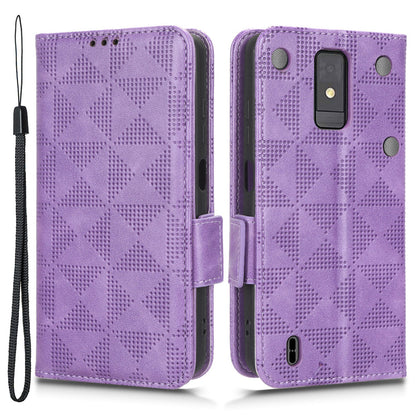 Wallet Phone Case for ZTE Blade A32 Leather Flip Cover Imprinted Triangle Anti-Drop Phone Shell with Stand