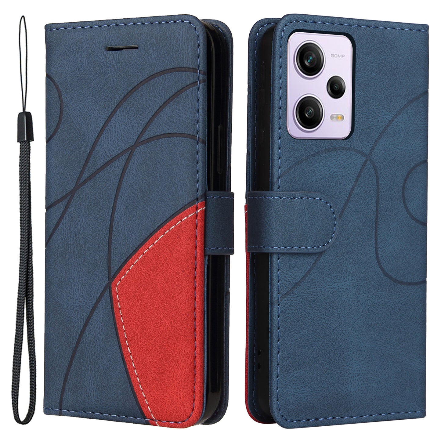 KT Leather Series-1 for Xiaomi Redmi Note 12 Pro 5G / Note 12 Pro Speed 5G / Poco X5 Pro 5G Cell Phone Case Wallet Stand Dual-color Splicing Leather Cover