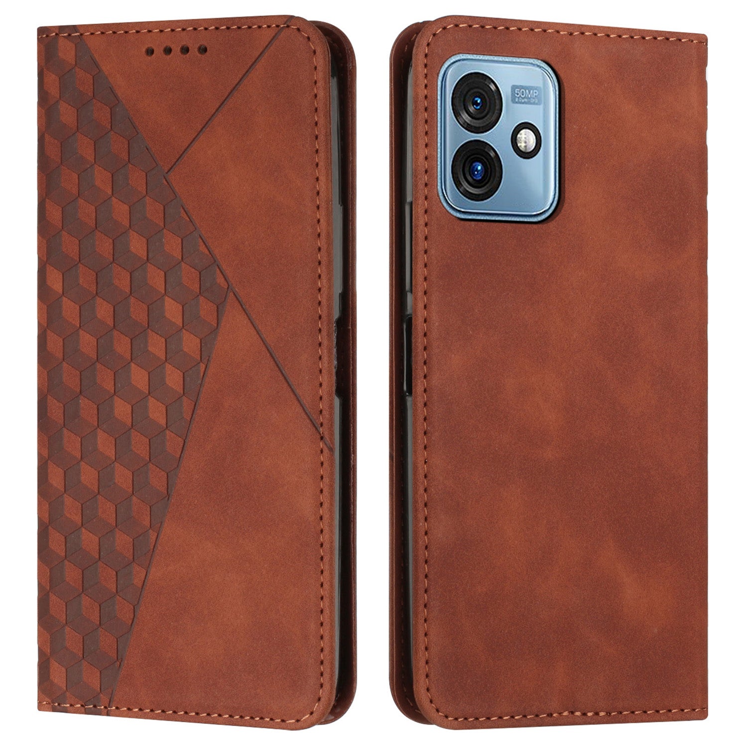 Phone Case for Motorola Moto G 5G (2023) Imprinted Rhombus Pattern Leather Cover Wallet Stand Case